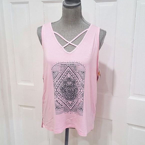 GRAYSON THREADS Criss-Cross Graphic Tank Top